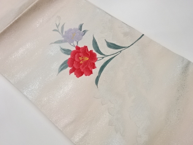 JAPANESE KIMONO / VINTAGE NAGOYA OBI / WOVEN FLORAL PLANTS